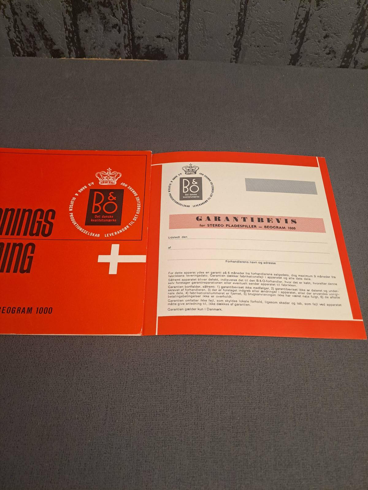 B&O Manual Beogram 1000 and Product Book 1967