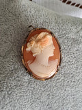 Antique 925 Silver Shell Carved Cameo Pendant/Brooch