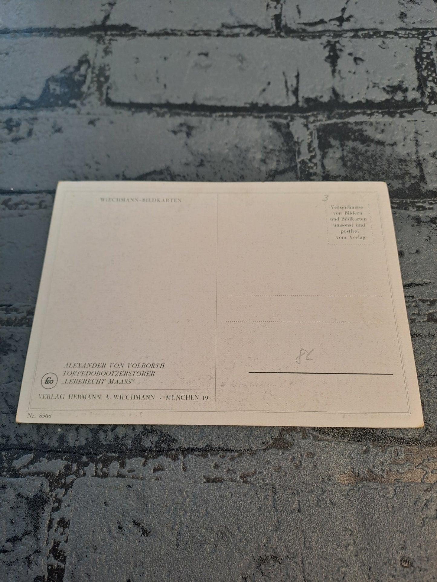 WW2 Postcard Torpedoboottzerstorer