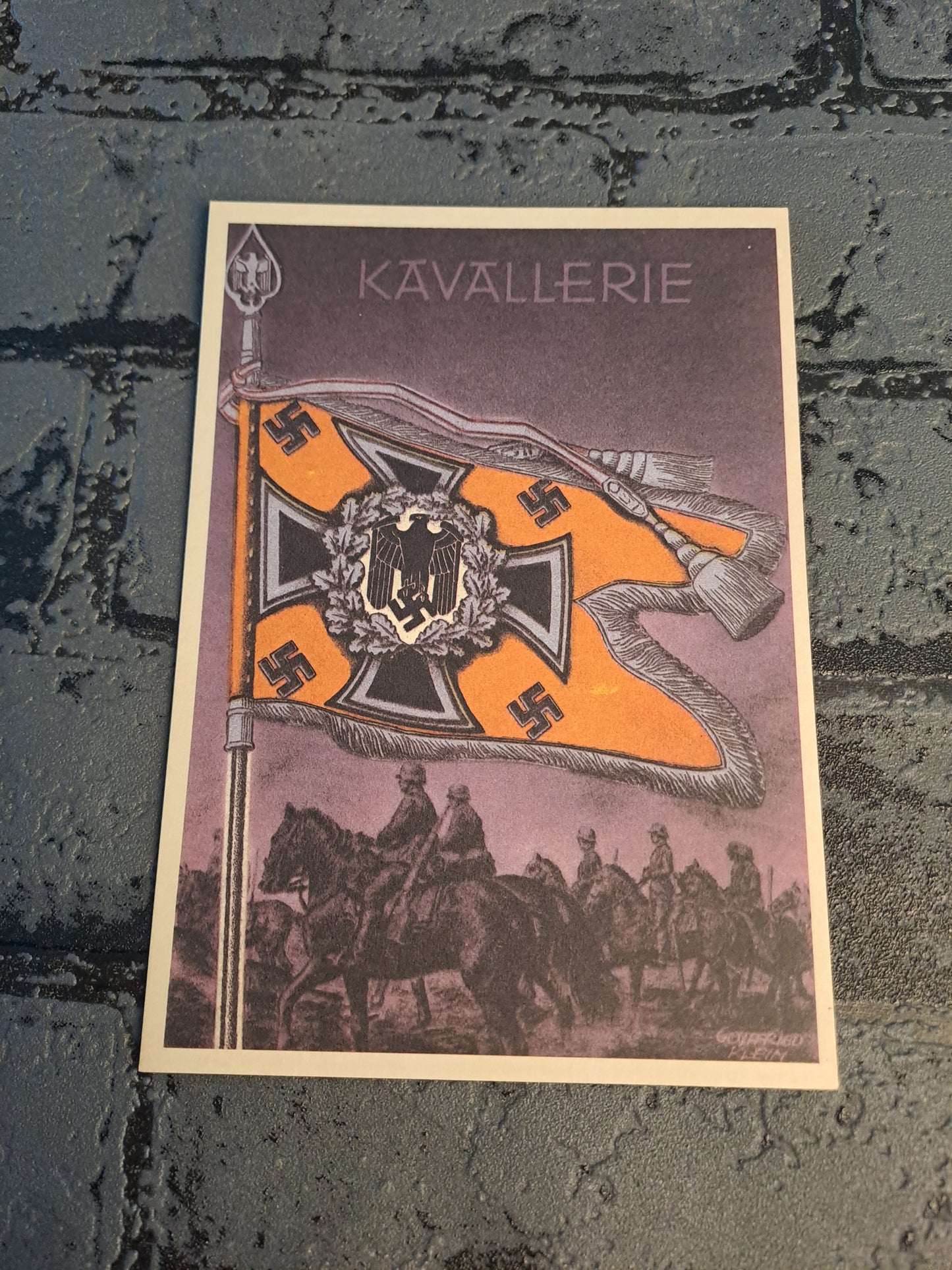 WW2 Postcard Die Siegreichen Fahnen Und Standarten Kavallerie