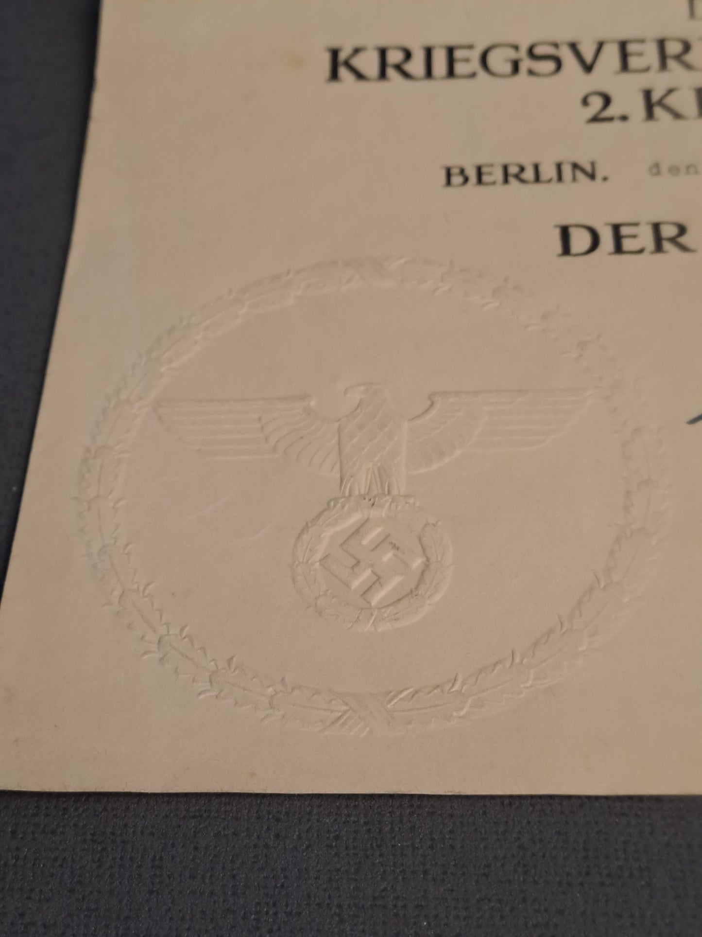 WW2 Kriegsverdienstkreuz 2. Klasse with Envelope and Document / WW2 Krigsfortjenestesmedalje 2. Klasse med Konvolut og Tildelingsbevis