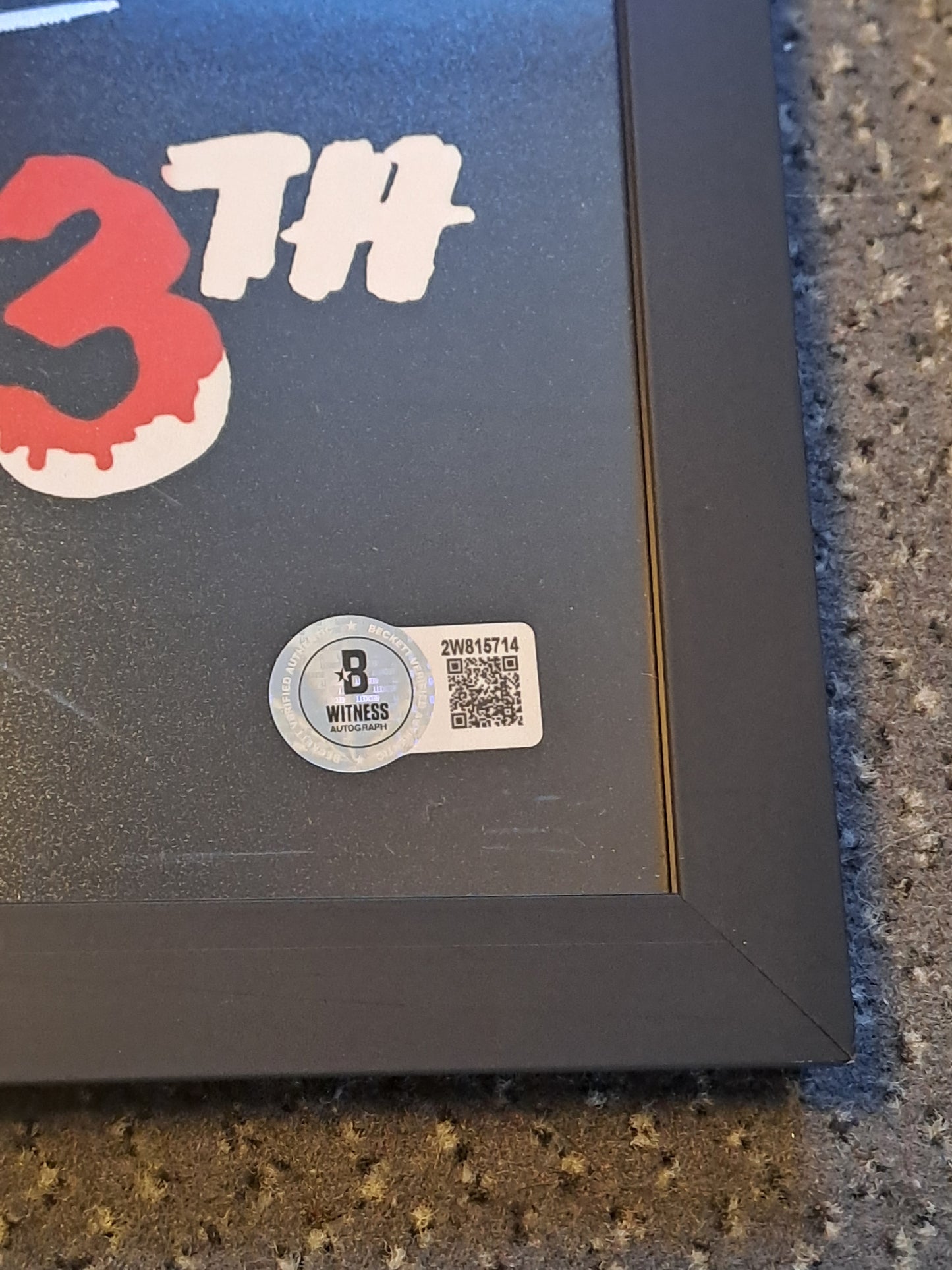 Friday The 13th Poster in Frame with Autograph / Fredag D. 13. Signeret Mini Poster i Ramme