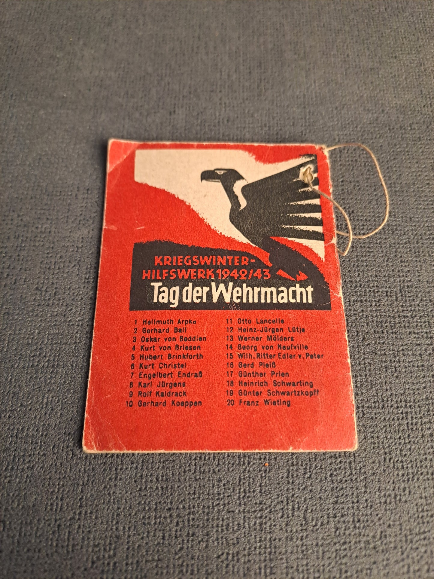 WHW Knight Cross Mini Booklet Gunther Prien / WHW Ridderkors Gunther Prien