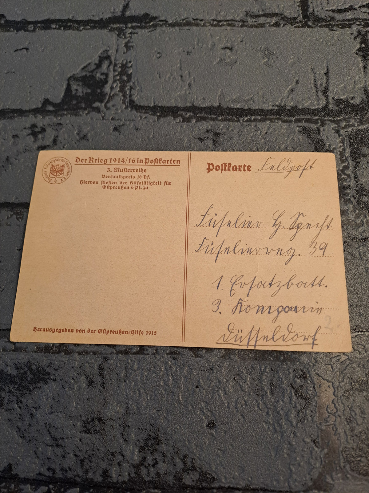 WW1 Postcard 1915 /WW1 Postkort 1915